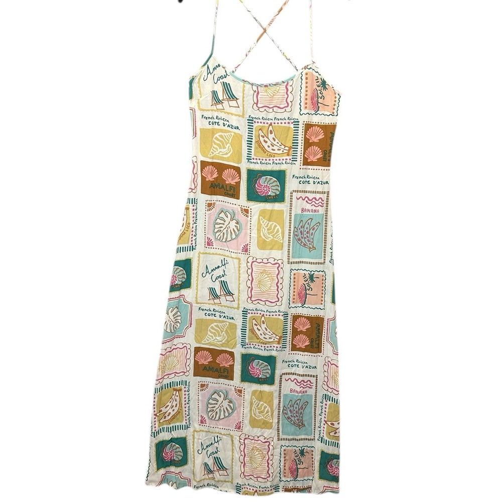 L*Space Summer Somewhere Print Slipdress - Postcards Sz: M - Picture 5 of 13